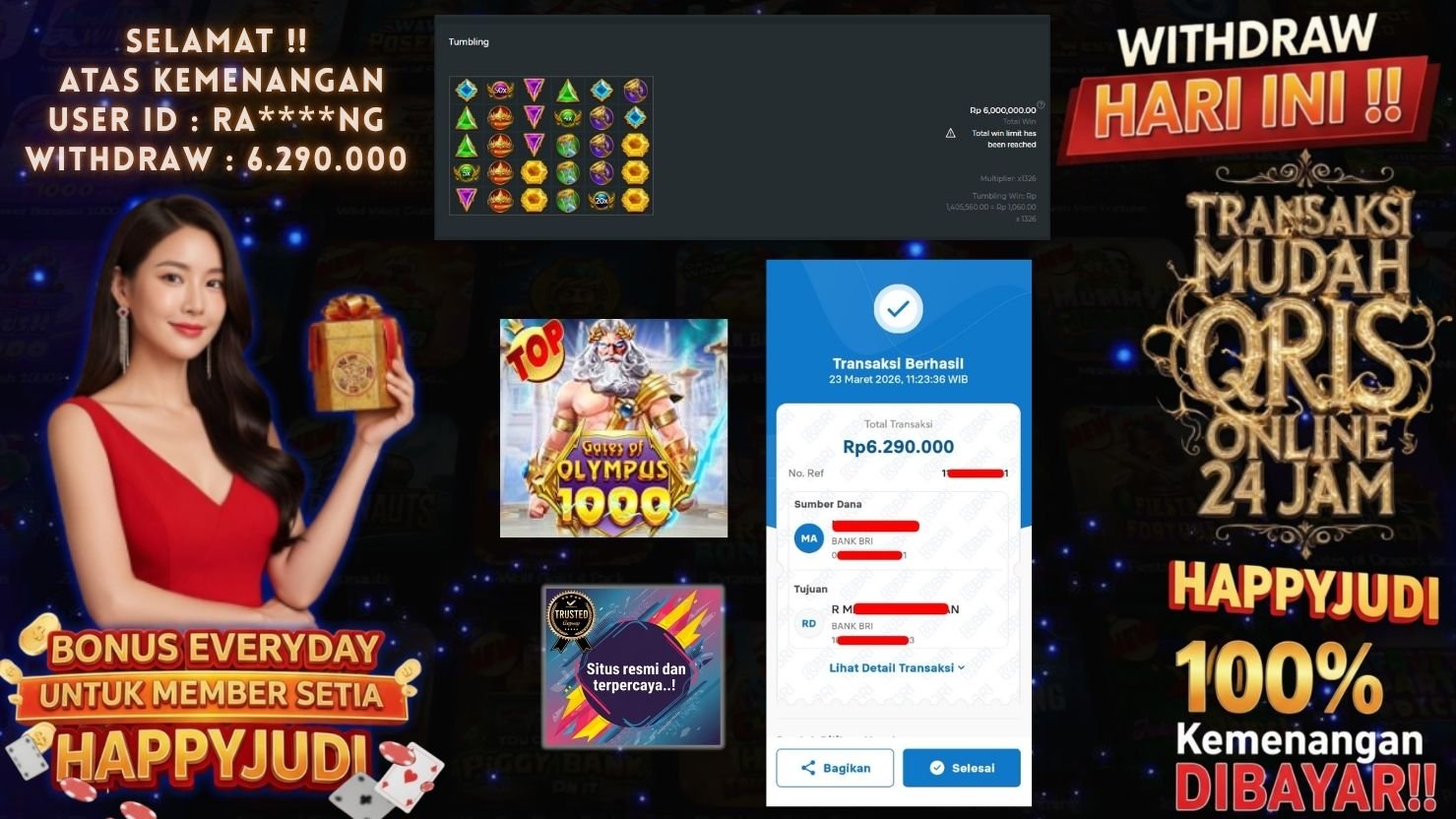 HAPPYJUDI JACKPOT SLOT GATES OF OLYMPUS 1000